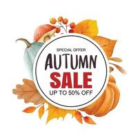 Autumn sale banner template background. Autumn shopping sale vector