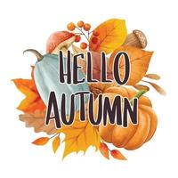 Hello autumn with ornate of leaves flower background. Autumn october vector