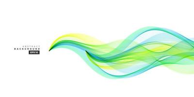 Abstract green and yellow line wave vector background.