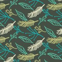 wild leaf and botanical pattern green background vector