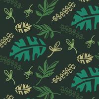 wild leaf and botanical pattern green background vector