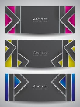horizontal banner set template with various color background vector