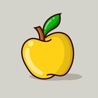 Ilustración de vector aislado manzana amarilla con sombra en gris