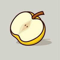 Ilustración de vector aislado manzana amarilla con sombra en gris