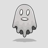 Monochrome gray ghost isolated vector halloween illustration
