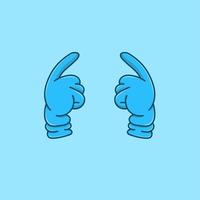 Mano azul con guantes aislados estilo de dibujos animados de ilustración vectorial vector