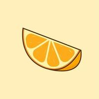 Ilustración de vector aislado de fruta naranja con estilo de dibujos animados de contorno