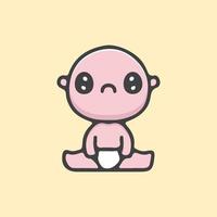 Adorable baby with sad expression. illustration for t shirt, sticker vector