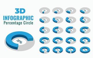 Diseño de círculo de porcentaje de infografía isométrica, gráfico circular 3d vector