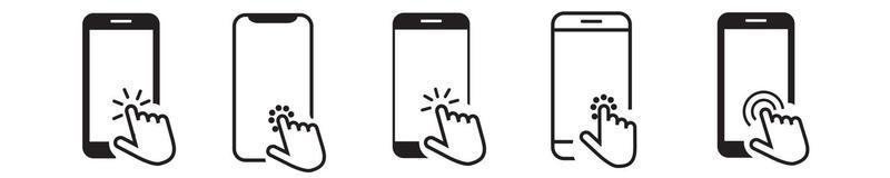 Hand touch screen smartphone icon. Click on the smartphone. vector