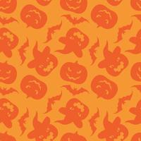 Seamless pattern Halloween background with pumpkins and bats vector