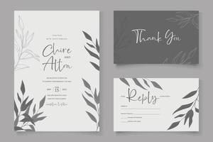 Elegant wedding card template with eucalyptus leaf ornament vector