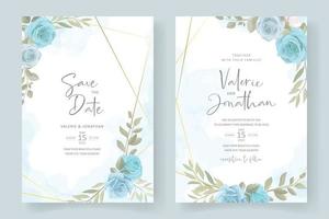 Elegant wedding card template with blooming rose ornament vector