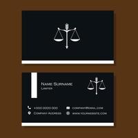 Black and white lawyer business card with scales of justice design vector