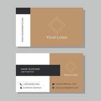 elegante tarjeta de visita en colores marrón, blanco y negro vector