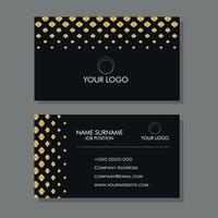 Black business card with gold color rhomboid shape design vector