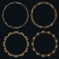 Set of golden circular frames vector