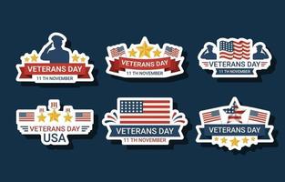 Veteran Day Sticker Set vector