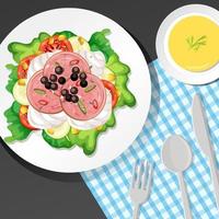 Healthy breakfast set on the table vector