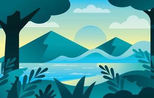 Nature Scenery with Lake and Mountain vector
