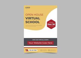 Open house virtual school flyer template design. vector