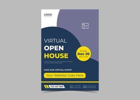 Open house virtual school flyer template design. vector