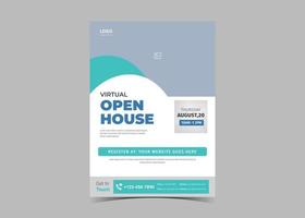 Open house virtual school flyer template design. vector