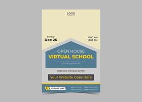 Open house virtual school flyer template design. vector