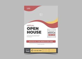 Open house virtual school flyer template design. vector