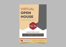 Open house virtual school flyer template design. vector