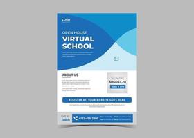 Open house virtual school flyer template design. vector