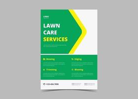 Lawn and gardening service flyer design template vector