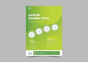 Lawn and gardening service flyer design template vector