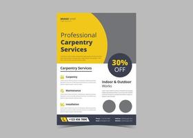 Carpentry service flyer design template vector