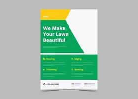 Lawn and gardening service flyer design template vector