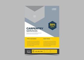 Carpentry service flyer design template vector