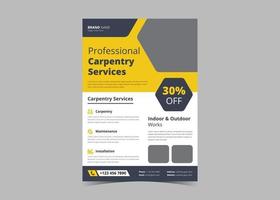 Carpentry service flyer design template vector