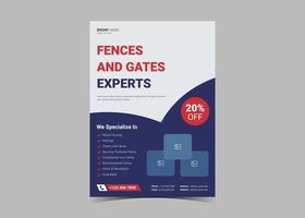 Fence service flyer template. vector