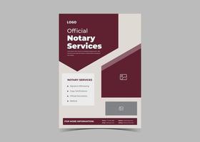 Notary service flyer template design. Lawyer notary serviceS vector