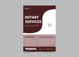 Notary service flyer template design. Lawyer notary serviceS vector