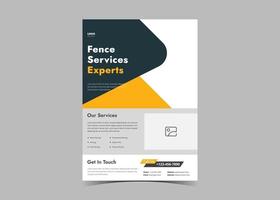 Fence service flyer template. vector