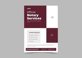 Notary service flyer template design. Lawyer notary serviceS vector