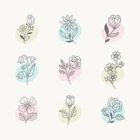 conjunto de iconos de contorno de flores vector