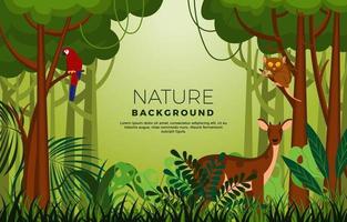 Background of Jungle with Flora And Fauna vector