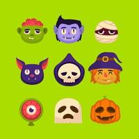 personajes de monstruos de halloween vector