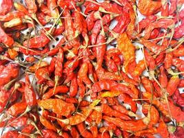 Top view of red chilli and dry chilli. photo