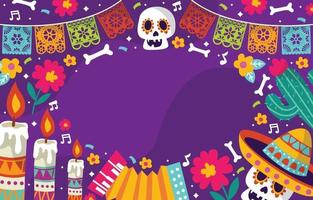 Dia De Los Muertos Colorful Doodle Background vector