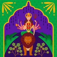 Goddess Durga Prevailing Against Evil vector