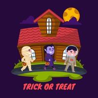 Trick or Treating on Halloween Night vector