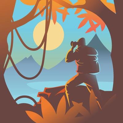 A Man Hiking in The Mountain